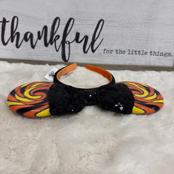 Disney Parks Halloween Sweet & Spooky Lollipop Candy Swirl Minnie Ears Headband - Picture 8 of 9